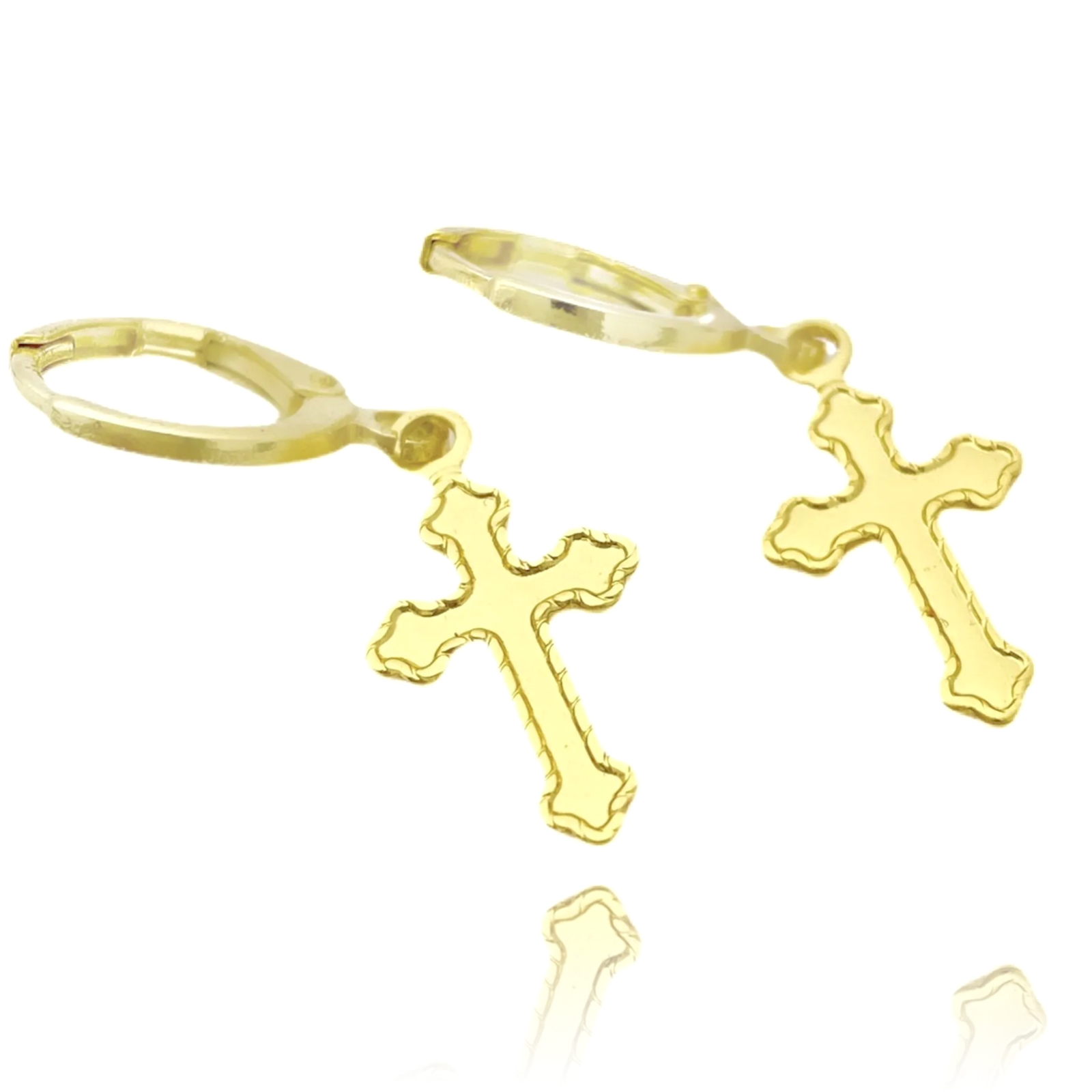 Brinco Argola Crucifixo (Banho Ouro 24K)