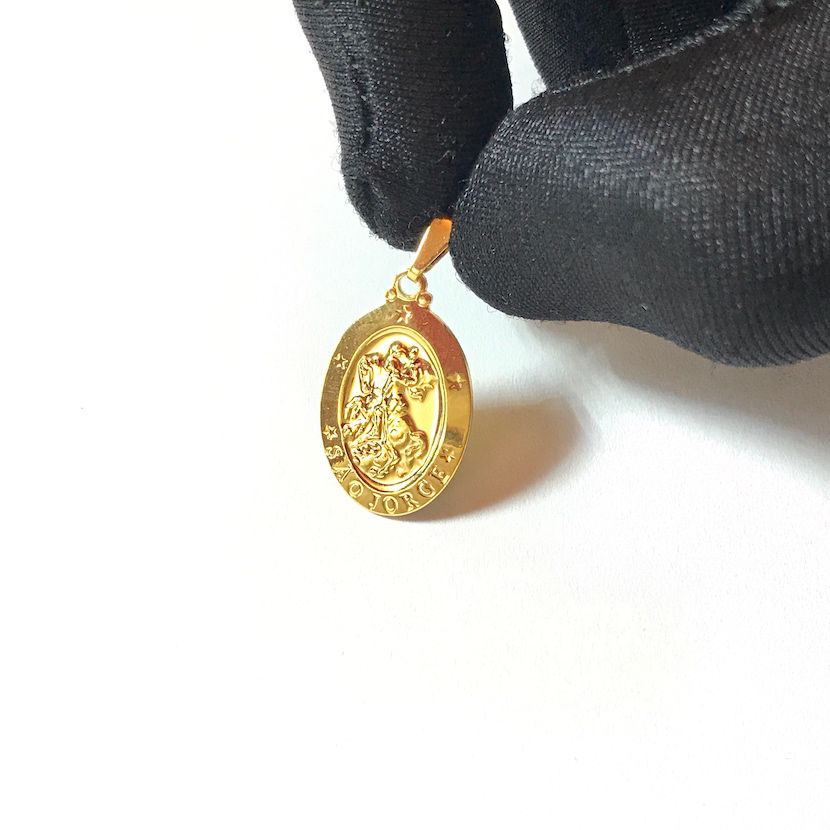Pingente Medalhão de São Jorge Mini (2,5cmX1,6cm) (Banho Ouro 24k)