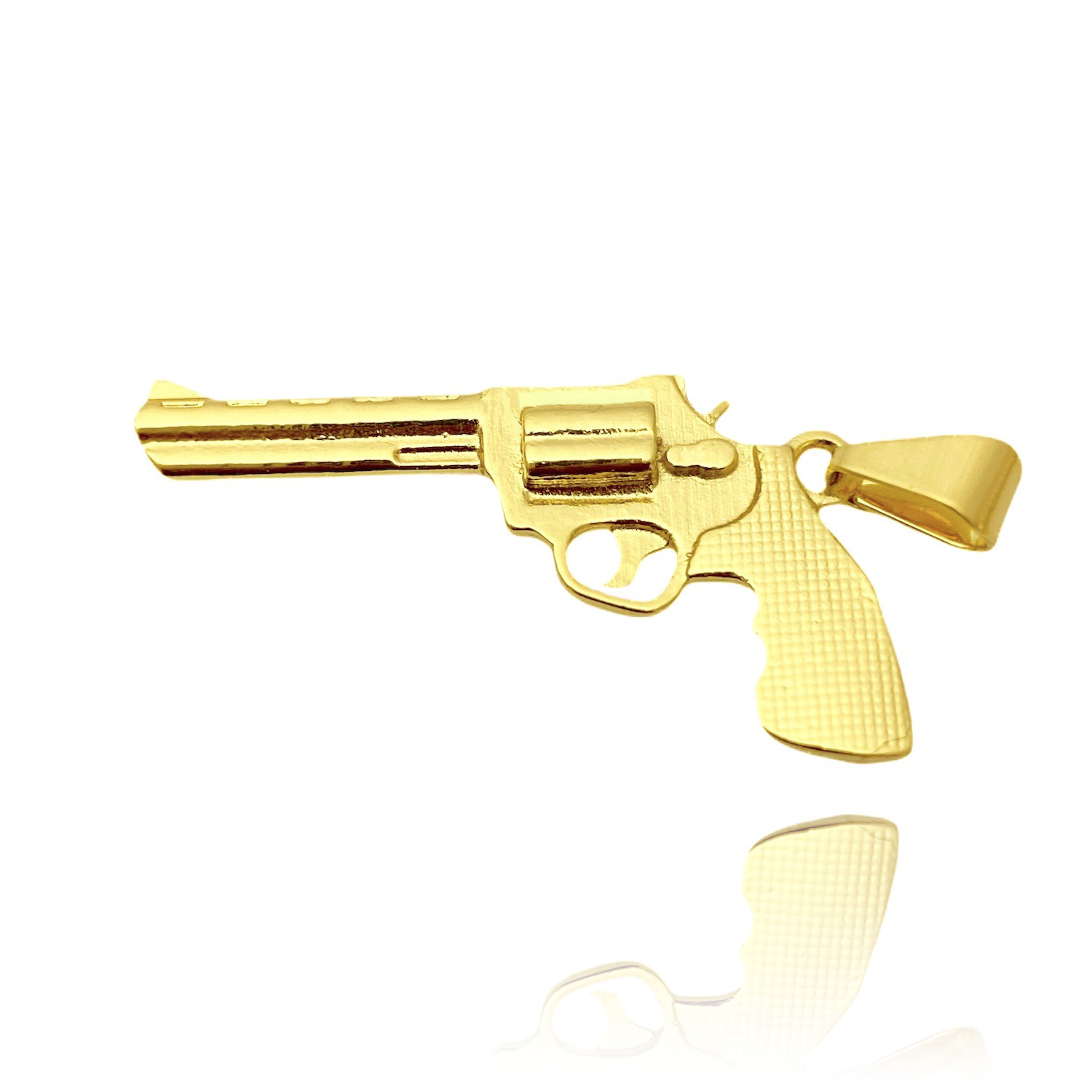 Pingente Arma Revolver ".38" (3,8cmX2,2cm) (Banho Ouro 24k)
