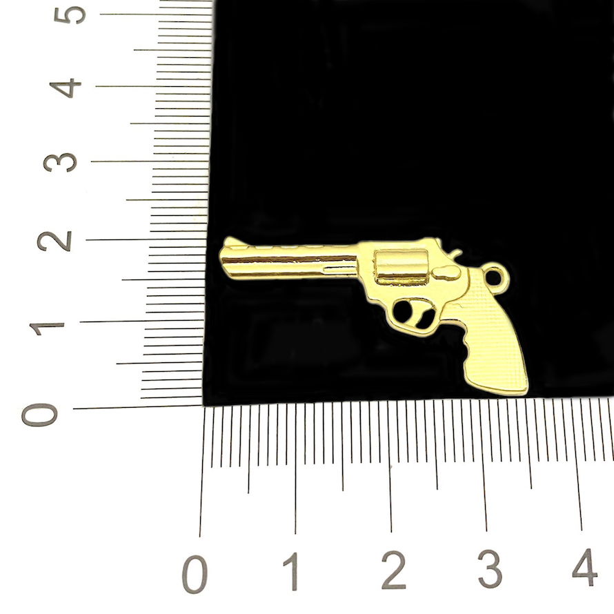 Pingente Arma Revolver ".38" (3,8cmX2,2cm) (Banho Ouro 24k)