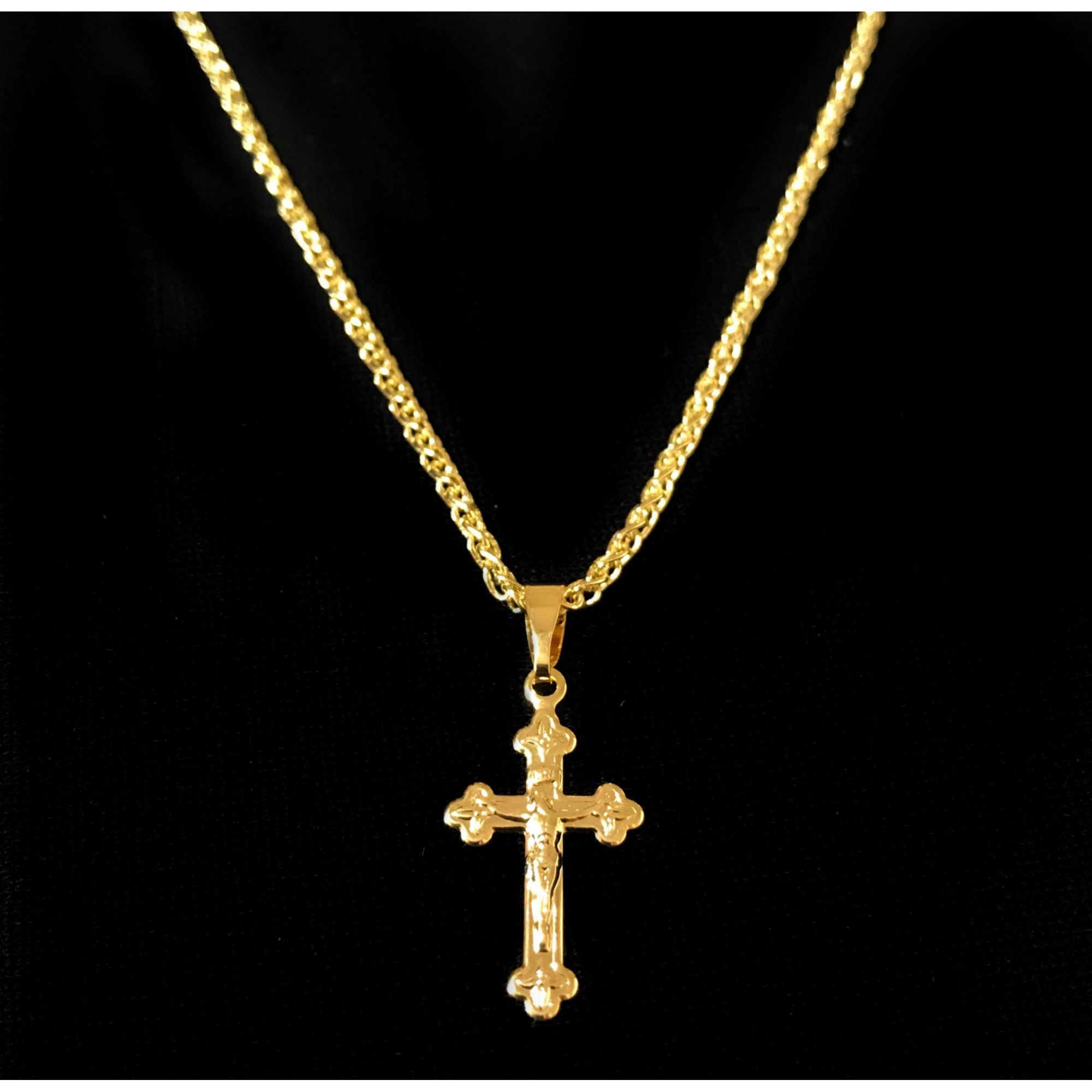 Pingente Crucifixo Jesus Medio (2cmX1,1cm) (Banho Ouro 24k)