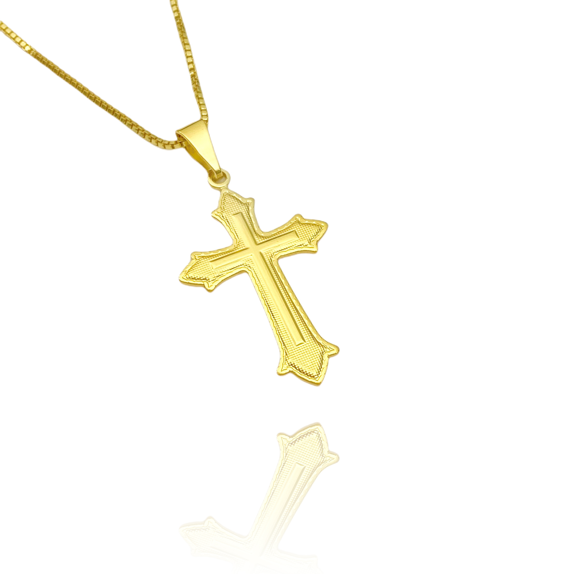 Pingente Crucifixo Médio (3,3cmX2cm) (Banho Ouro 24k)