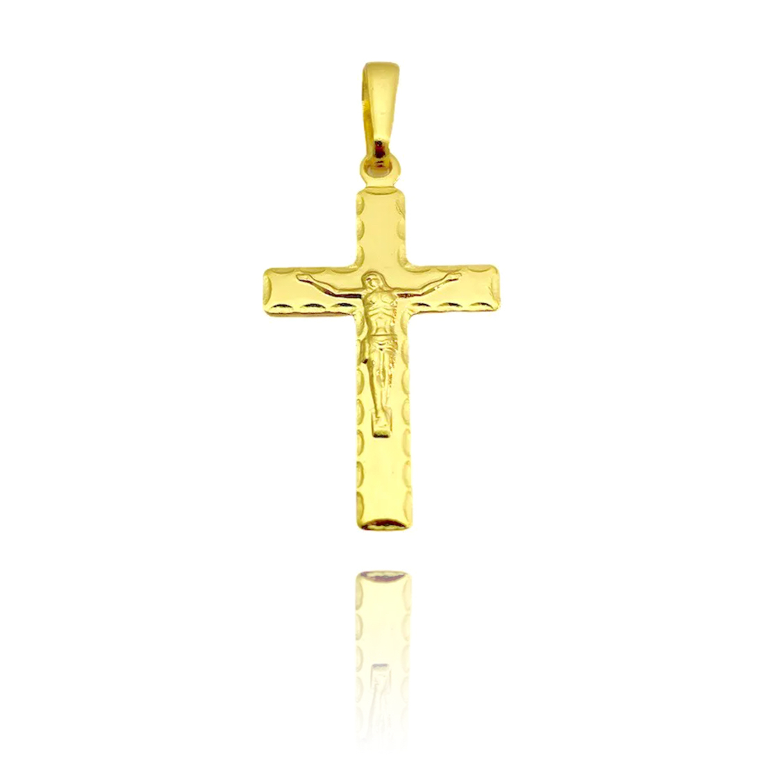 Pingente Crucifixo Textura (2,8cmX1,7cm) (Banho Ouro 24k)