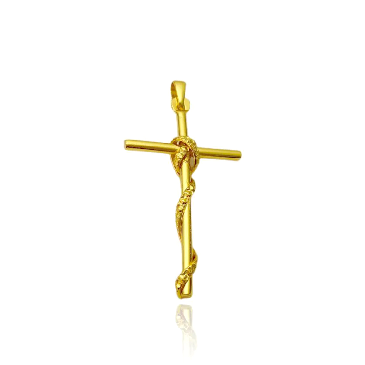 Pingente Crucifixo Trançado 2 (4,5cmX2,5cm) (Banho Ouro 24k)