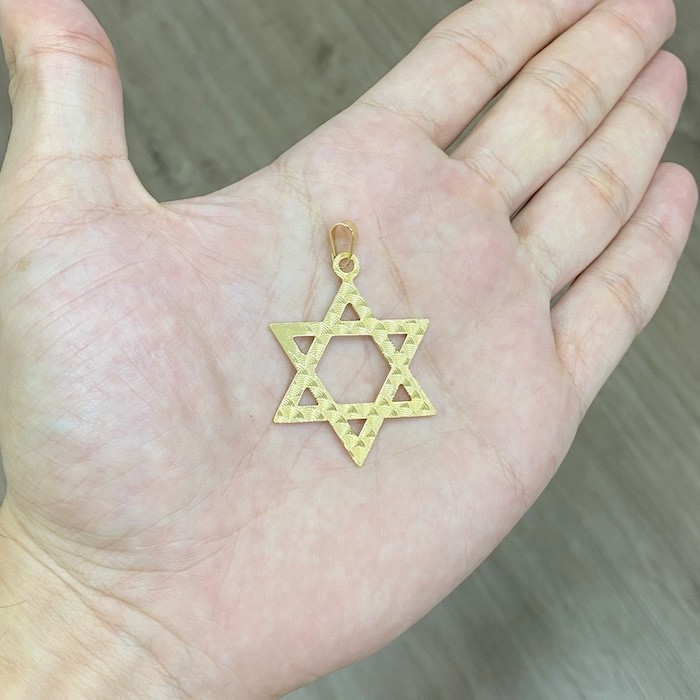 Pingente Estrela de Davi Texturizada (4,1cmX3,3cm) (Banho Ouro 24k)