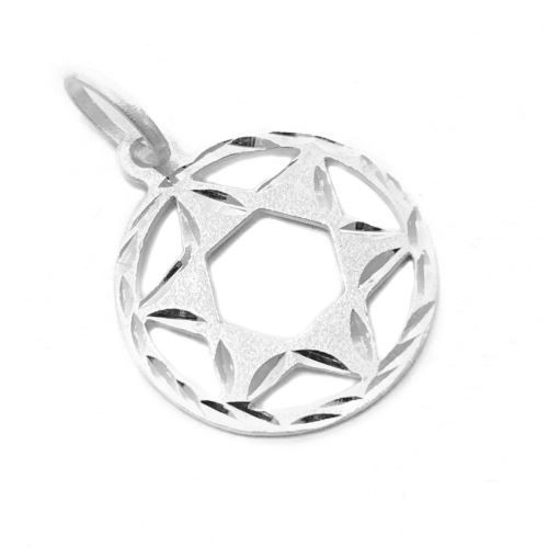 Pingente Estrela De Davi Diamantada (2cmX1,6cm) (Prata 925 Italiana)