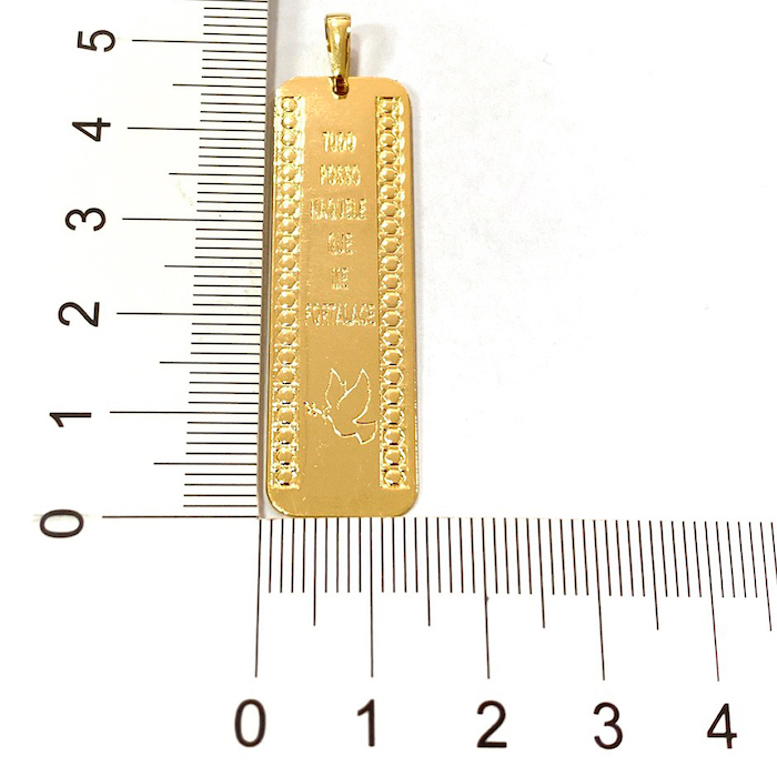 Pingente Placa "Tudo Posso" (4,9cmX1,6cm) (Banho Ouro 24k)