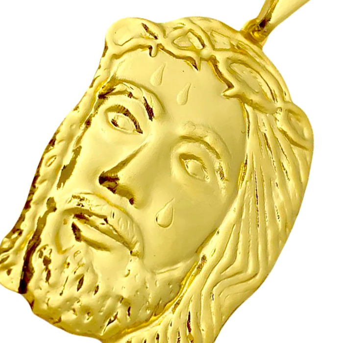 Pingente Rosto de Cristo G (3,6cmX2,8cm) (Banho Ouro 24k)