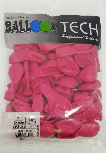 Balão Liso Balloontech Rosa Pink  nº 7 - c/50 unidades