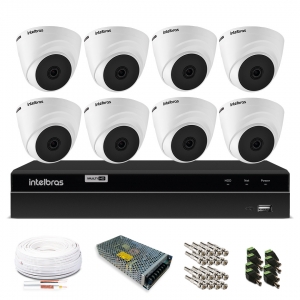 Kit Monitoramento Intelbras com 8 Câmeras de Segurança Dome 1080p