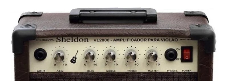Amplificador Sheldon Para Violão VL2800 20W Marrom  - MegaLojaSP
