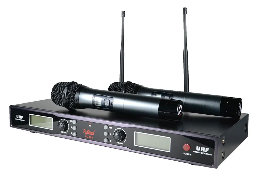 Microfone Leacs de Mão Duplo sem fio UHF LC502  - MegaLojaSP