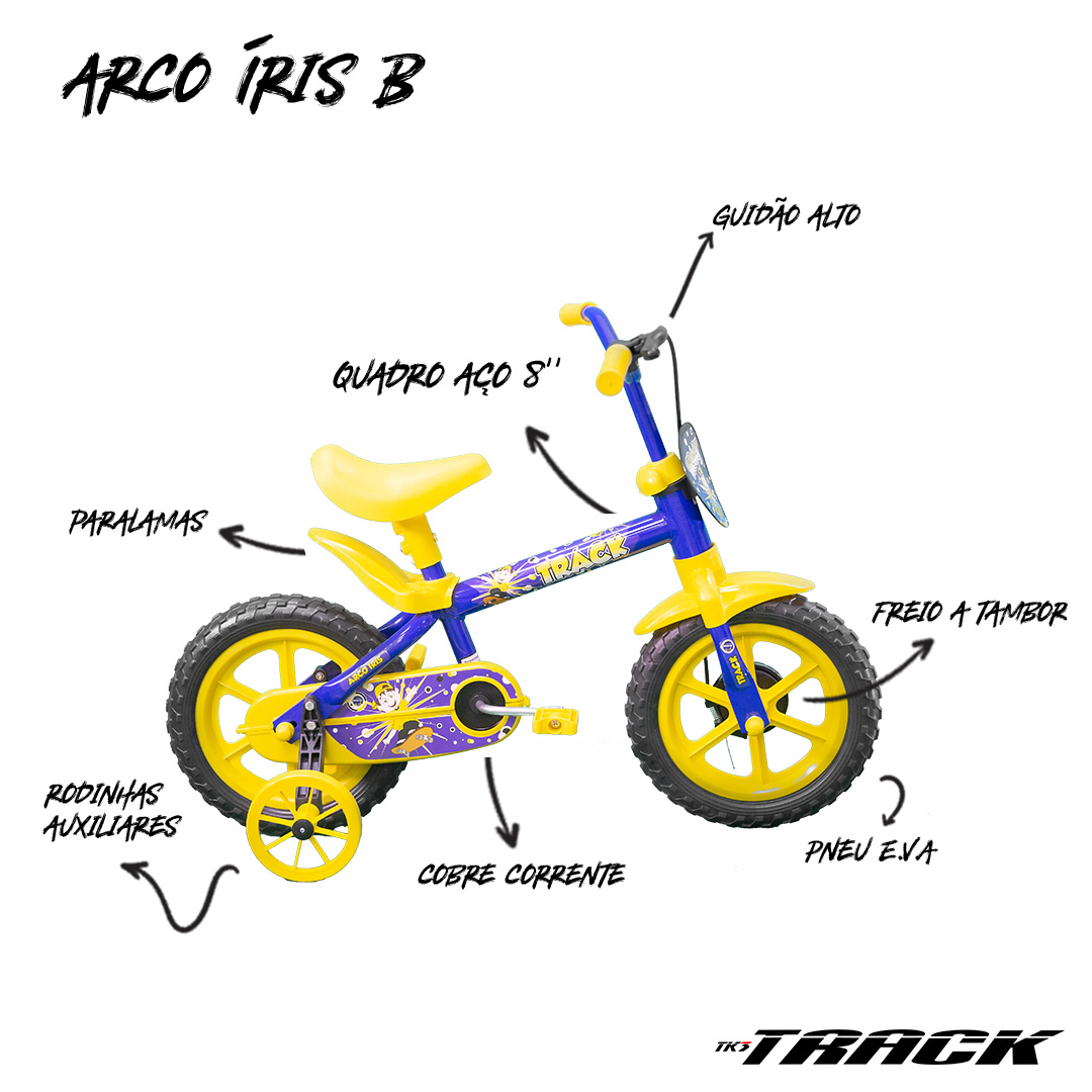 Bicicleta TK3 Track Arco Iris Infantil Aro 12