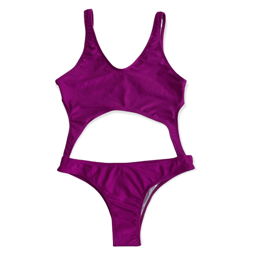 Maiô trikini roxo texturizado