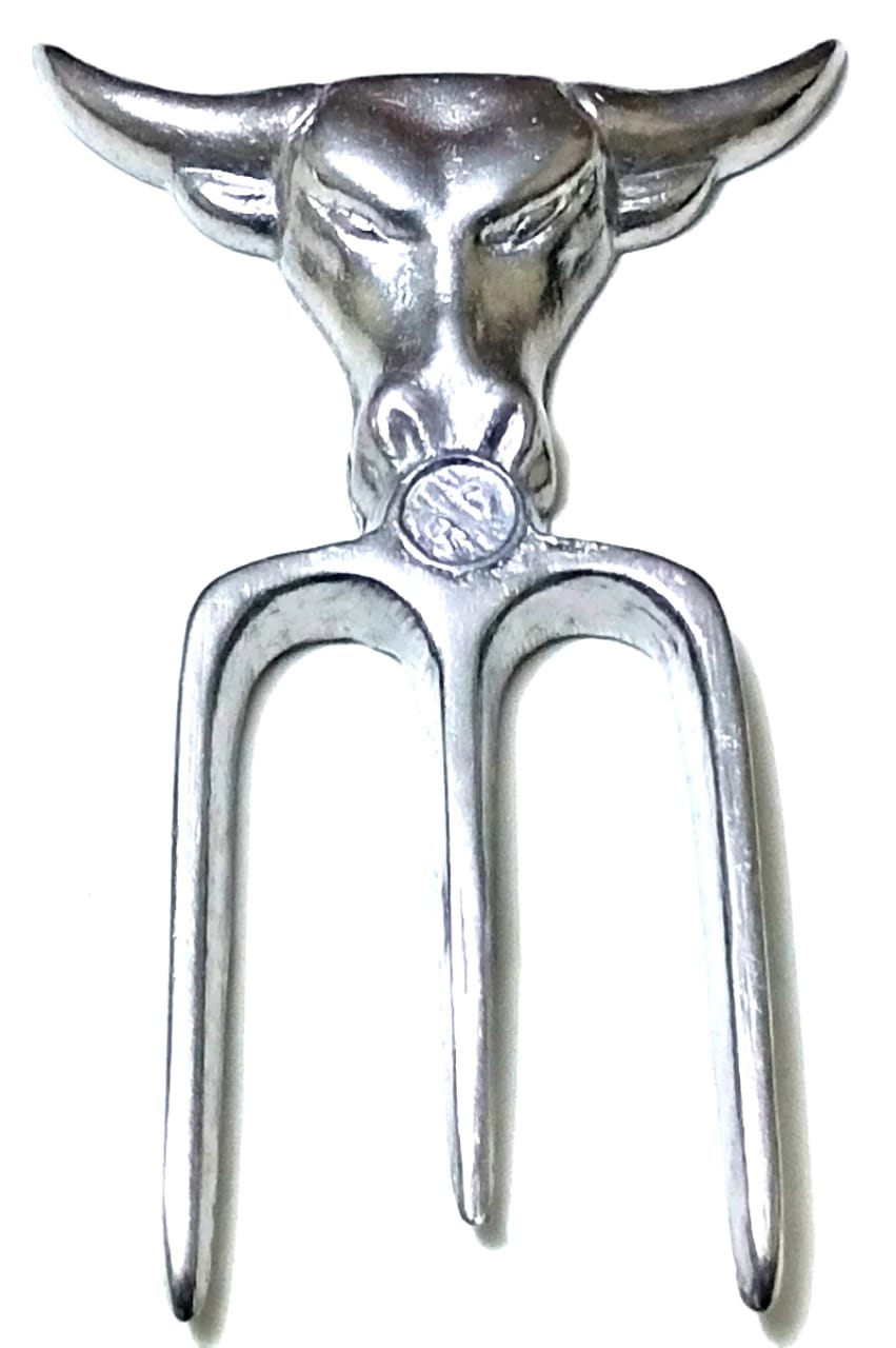 Garfo trinchante tridente artesanal touro gourmet em alumínio fundido 