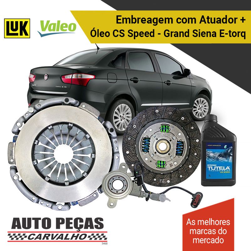 Kit de Embreagem (VALEO) Dualogic + Atuador (LUK) + Óleo CS SPEED - Grand Siena 1.6 16V - 2010 2011 2012 2013 2014 2015 2016 2017 2018 2019