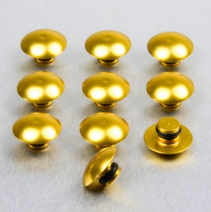 5 Tampas para parafusos M8 em alumínio dourado