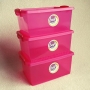 Caixa Organizadora Plástica com Tampa Pink 4 lt com 3 un