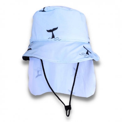 Chapéu Infantil Dupla Face Proteção UV50+ Azul Baleia