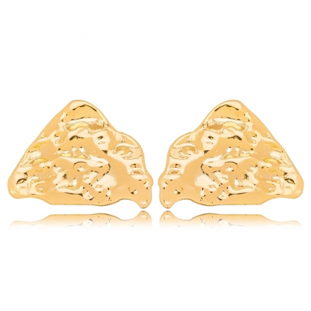 Brinco Le Diamond Chapa Amassada Triangular Desigual