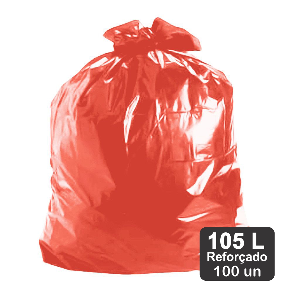 Saco de Lixo 105 Litros Vermelho M5 Reforçado 100un Plast Veneza