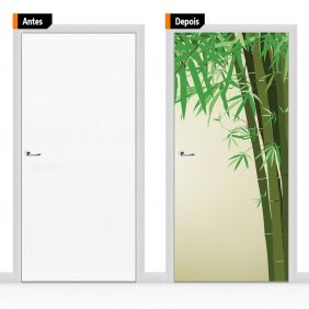 Adesivo Decorativo Para Porta Textura Bambu Desenho Flo03