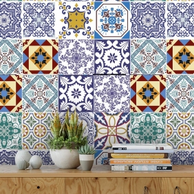 Papel De Parede Para Cozinha Azulejo Português Lavável Mod5