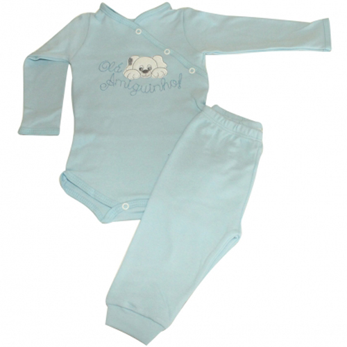 Conjunto Infantil Bebê Menino Body e Calça Suedine 9121