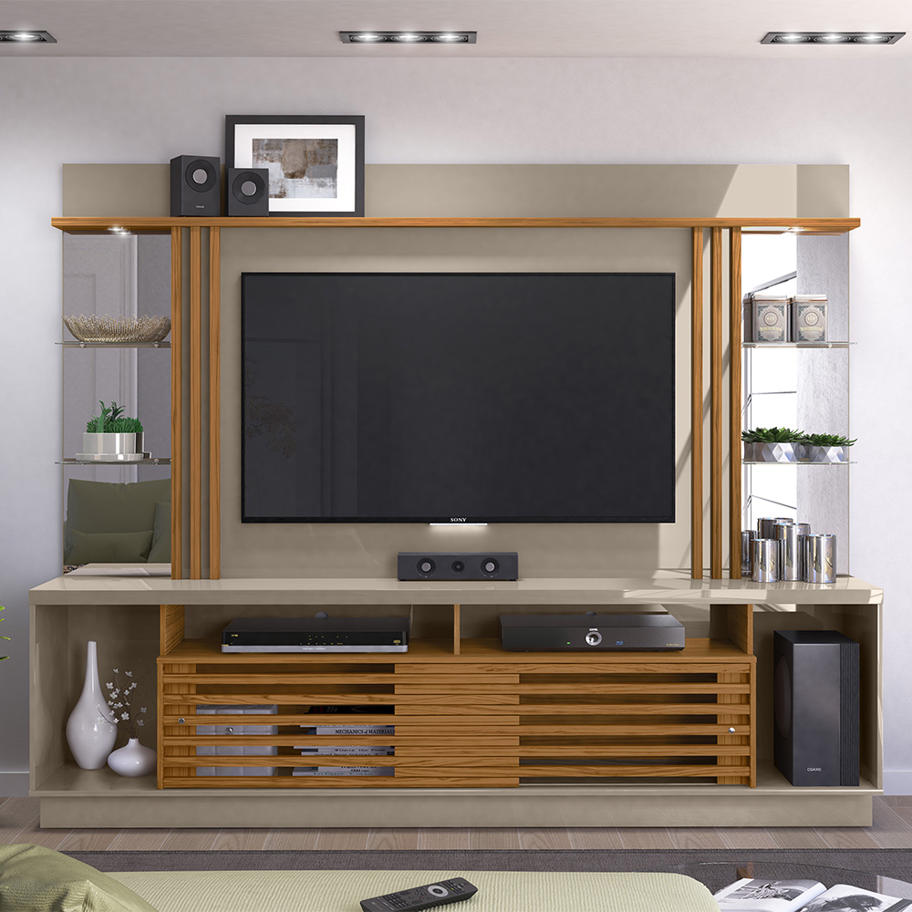 Estante Home Theater Frizz Gold para TV até 55 Polegadas Fendi Naturale AR Decor