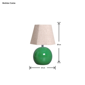 Abajur Pequeno para Quarto Luminária de Mesa Bola Verde com Cúpula 38x23 cm