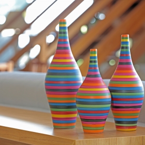 Decoração Sala Vaso de Mesa Trio Garrafas Styllo Colors 35x13 cm