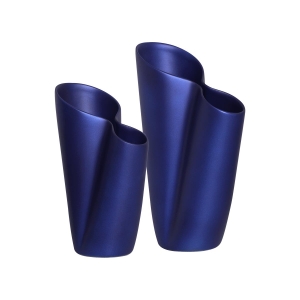Dupla de Vaso Decorativo de Cerâmica para Mesa Azul Royal Antúrios