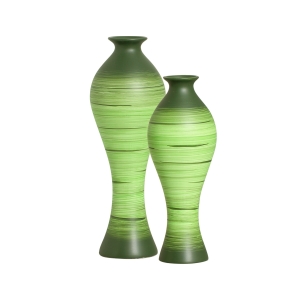 Dupla de Vasos Decorativos de Cerâmica Califórnia Verde Bamboo