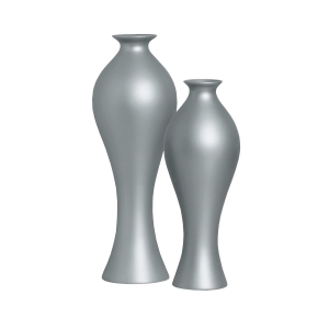 Dupla Vaso Decorativo de Cerâmica para Sala Califórnia Cinza Fosco