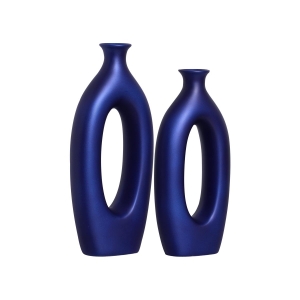 Dupla Vaso Decorativo de Cerâmica Taj para Centro de Mesa Azul Royal