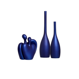 Kit para Decoração de Sala Dupla Tulipa com Escultura Romance Azul Royal