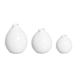 Trio Vasinho de Mesa Pequeno Oasis Branco Decoração em Cerâmica