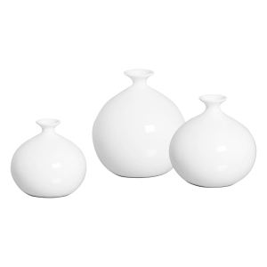Trio Vaso de Mesa Branco Maia de Cerâmica Decoração Clássica