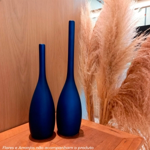 Vaso Decorativo de Cerâmica para Sala e Quarto Dupla Tulipa Azul Royal Ocean