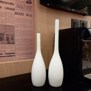 Vaso Decorativo de Cerâmica para Sala e Quarto Dupla Tulipa Branco
