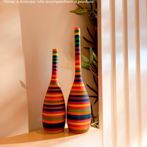 Vaso Decorativo de Cerâmica para Sala e Quarto Dupla Tulipa Colors