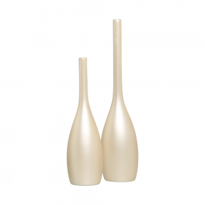 Vaso Decorativo de Cerâmica para Sala e Quarto Dupla Tulipa Creme