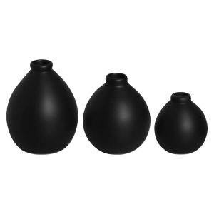 Vaso Decorativo de Mesa Pequeno Trio Oasis de Cerâmica Preto Fosco