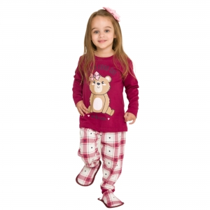 Pijama bebê menina inverno ursa