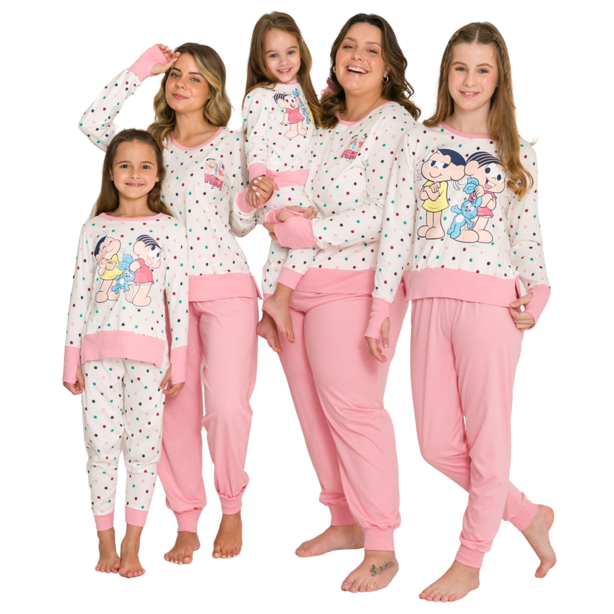 Pijama infantil inverno menina turma da mônica rosa