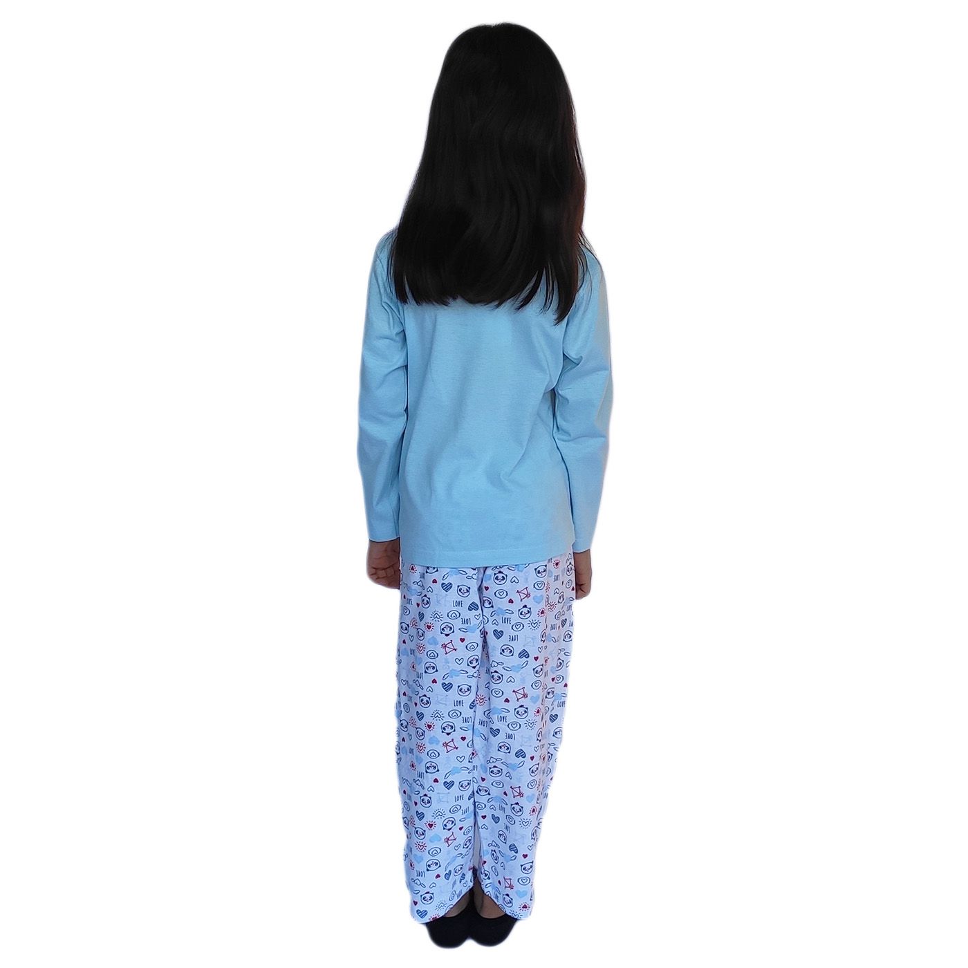 Pijama infantil menina frio manga longa algodão bichinho