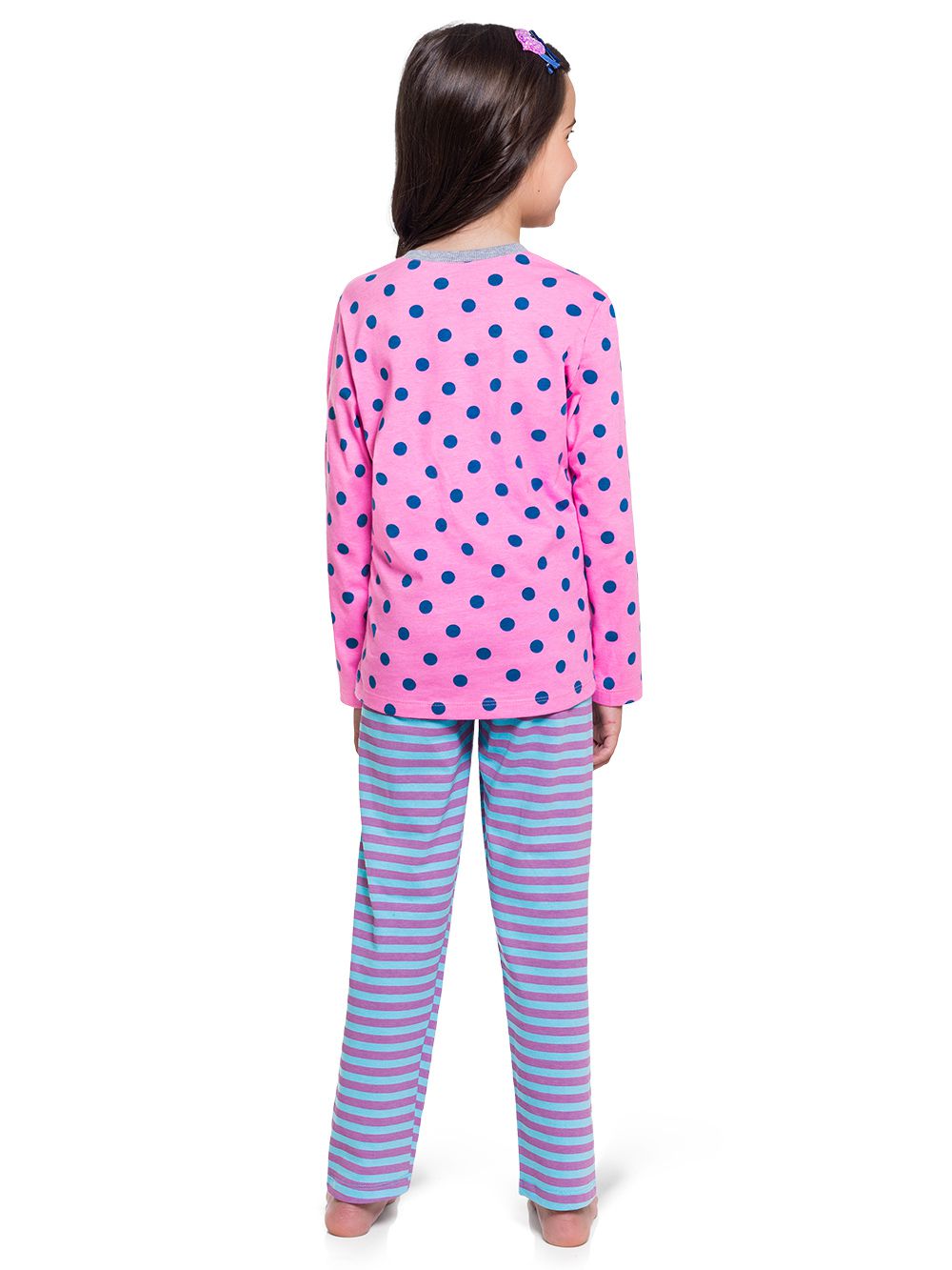 Pijama infantil menina 3 peças manga longa manga curta calça