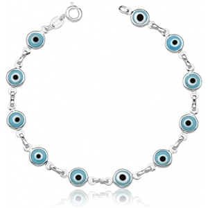 Pulseira Olho Grego em Prata 925 Azul Claro Feminina