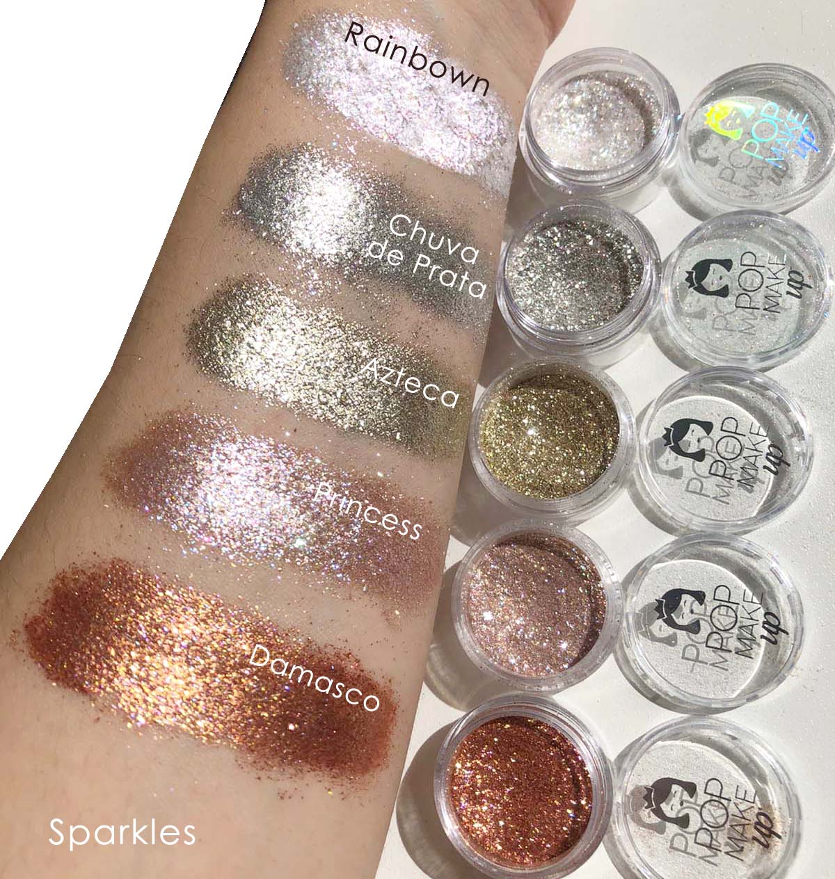 Kit com 5 Sparkles - brilhos/pigmentos | Pop Make up