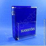 Caixa de Sugestões em Acrílico Azul 24cm urna para sugestão
